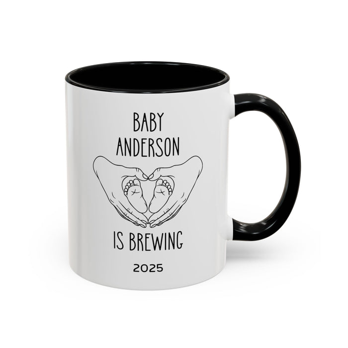 Personalized Baby Is Brewing Mug, Personalized Baby Shower Gift, Baby Reveal Coffee Mug, Custom Pregnancy Announcement Mug, New Mom Gift