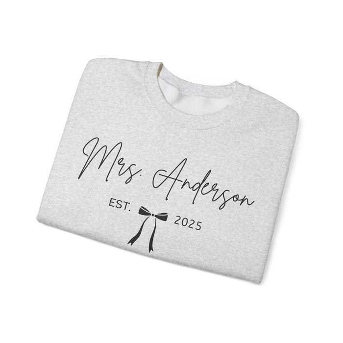 Custom Mrs Sweatshirt, Future Mrs Last Name Sweatshirt, Bride Personalized Gift for New Wife Tee, Custom Coquette Tee, Engagement Gift