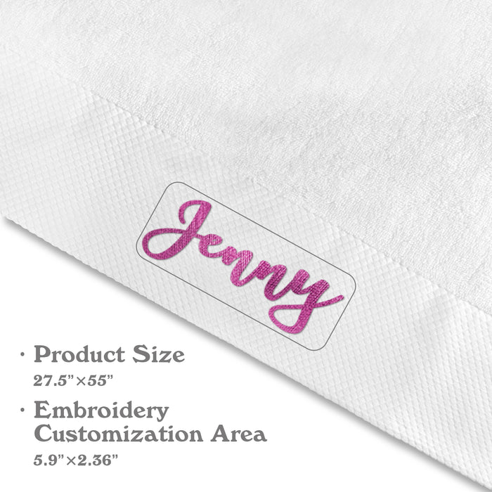 Custom Embroidered White Bath Towel