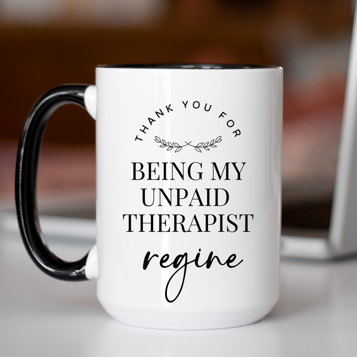 Personalized Best friend Name Mug, Custom Besties Mug, Thank you Mug, Unpaid Therapist Mug, Partner in Crime Mug, Best friend Appreciation Mug