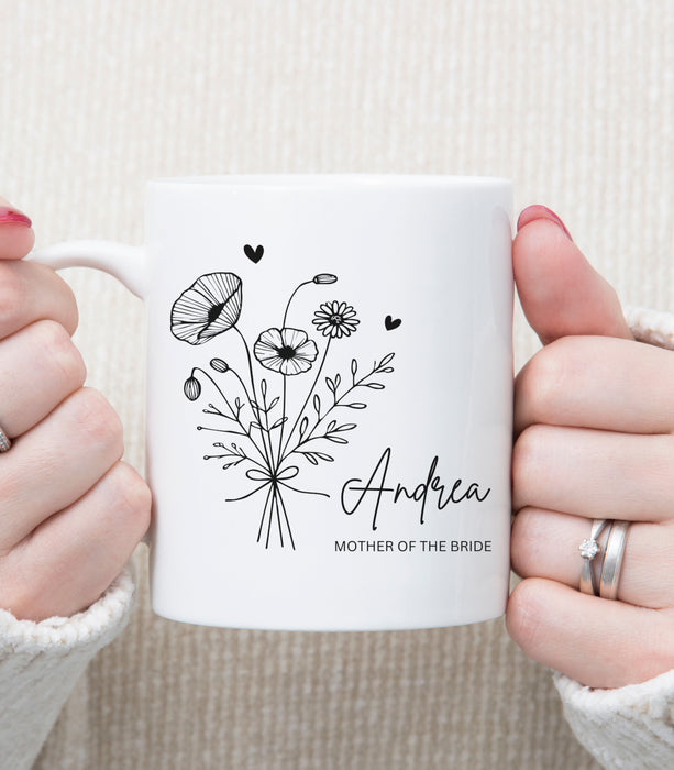 Personalized Wedding Mug, Custom Mother of the Bride Mug, Groomsmaid Mug, Newly Weds Gift, Briday Party Mug, Bridesmaid Mug, Made of Honor