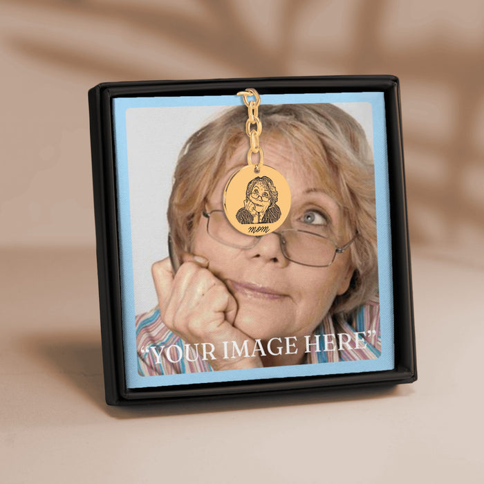 Engrave Custom Portrait Keychain – Personalized Photo Keychain with Your Loved Ones' Portraits for a Memorable Gift or Keepsake