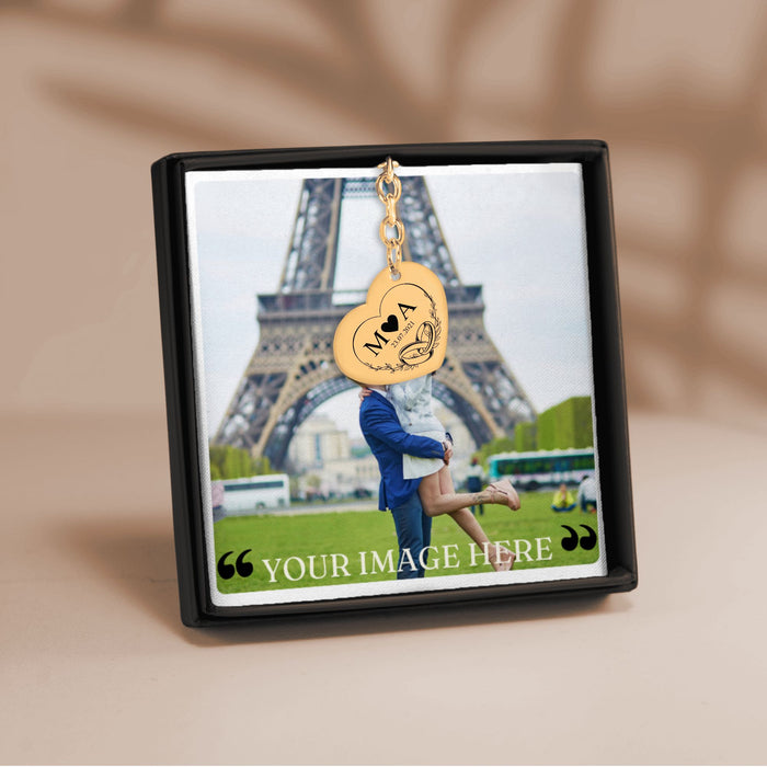 Timeless Bond Initials Keychain – Personalized H.K. Gift for Him or Her – Custom Keepsake for Husband, Wife, Partner – Meaningful Token