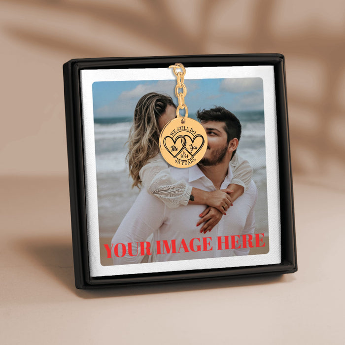 Engrave Custom 40th Years Anniversary Coin Keychain – Personalized Gift for Him, Her, Parents, or Couples Celebrating 40 Years