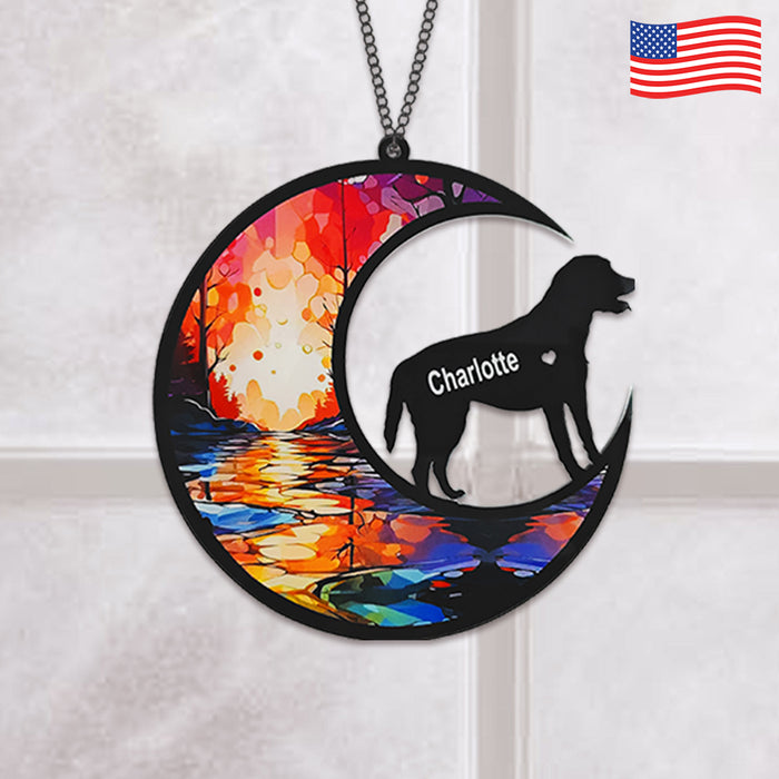 Custom Labrador Retriever Dog Name Crescent Moon Suncatcher-83 US Only