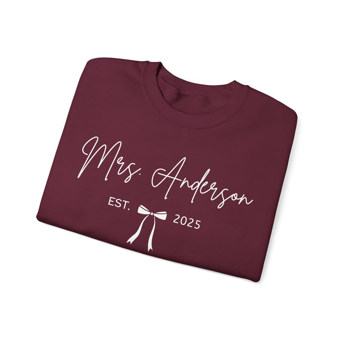 Custom Mrs Sweatshirt, Future Mrs Last Name Sweatshirt, Bride Personalized Gift for New Wife Tee, Custom Coquette Tee, Engagement Gift