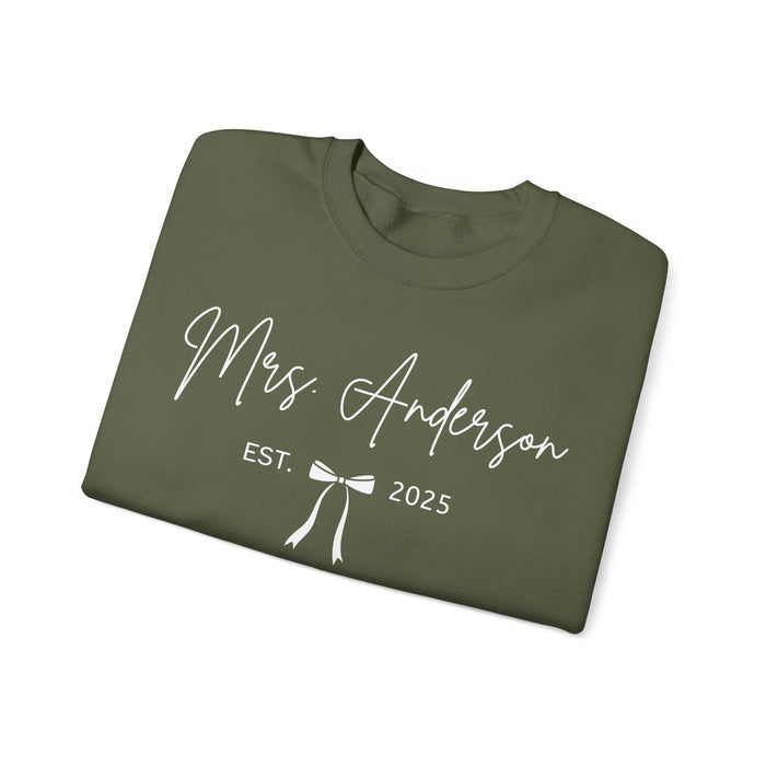 Custom Mrs Sweatshirt, Future Mrs Last Name Sweatshirt, Bride Personalized Gift for New Wife Tee, Custom Coquette Tee, Engagement Gift