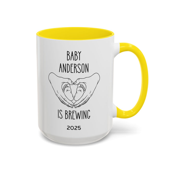 Personalized Baby Is Brewing Mug, Personalized Baby Shower Gift, Baby Reveal Coffee Mug, Custom Pregnancy Announcement Mug, New Mom Gift