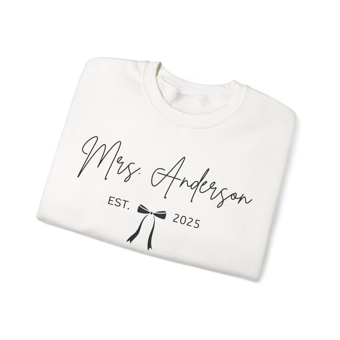 Custom Mrs Sweatshirt, Future Mrs Last Name Sweatshirt, Bride Personalized Gift for New Wife Tee, Custom Coquette Tee, Engagement Gift