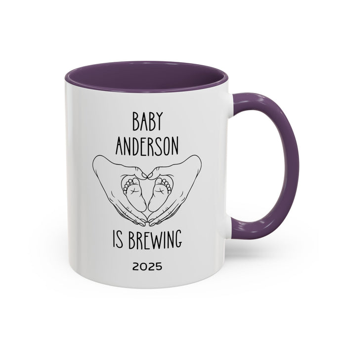 Personalized Baby Is Brewing Mug, Personalized Baby Shower Gift, Baby Reveal Coffee Mug, Custom Pregnancy Announcement Mug, New Mom Gift