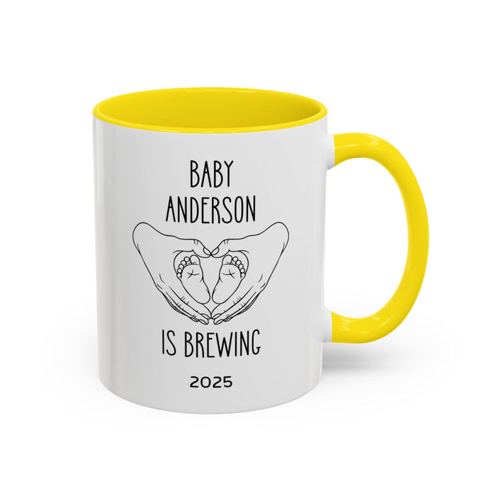 Personalized Baby Is Brewing Mug, Personalized Baby Shower Gift, Baby Reveal Coffee Mug, Custom Pregnancy Announcement Mug, New Mom Gift