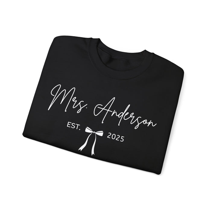 Custom Mrs Sweatshirt, Future Mrs Last Name Sweatshirt, Bride Personalized Gift for New Wife Tee, Custom Coquette Tee, Engagement Gift