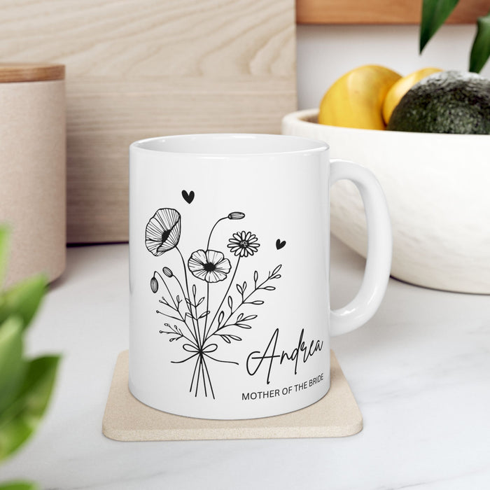 Personalized Wedding Mug, Custom Mother of the Bride Mug, Groomsmaid Mug, Newly Weds Gift, Briday Party Mug, Bridesmaid Mug, Made of Honor
