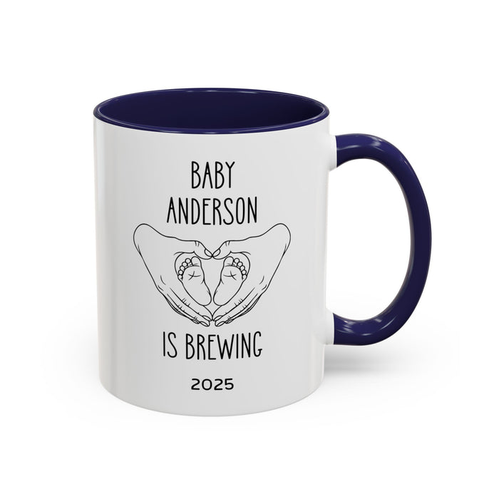 Personalized Baby Is Brewing Mug, Personalized Baby Shower Gift, Baby Reveal Coffee Mug, Custom Pregnancy Announcement Mug, New Mom Gift