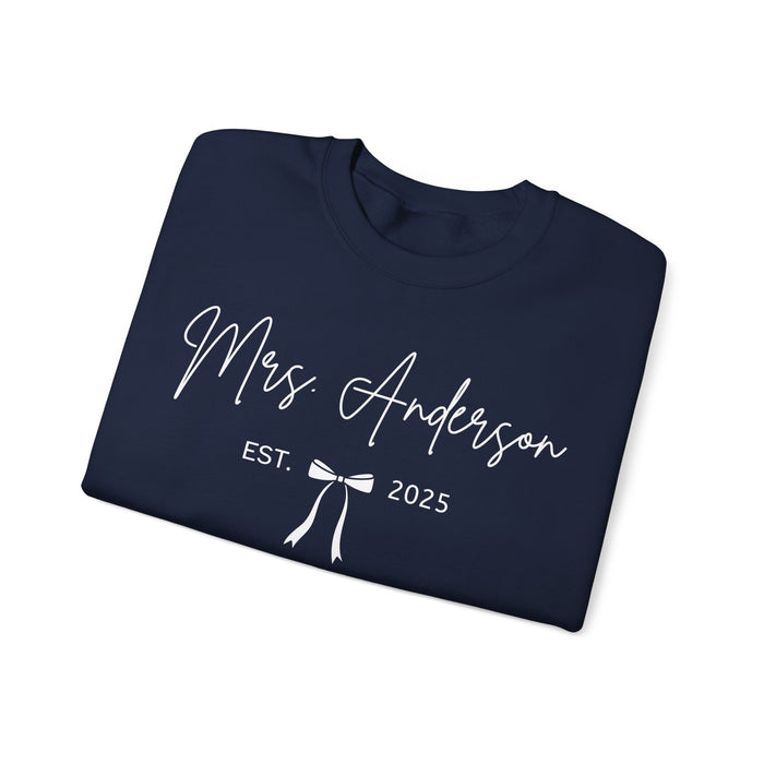 Custom Mrs Sweatshirt, Future Mrs Last Name Sweatshirt, Bride Personalized Gift for New Wife Tee, Custom Coquette Tee, Engagement Gift
