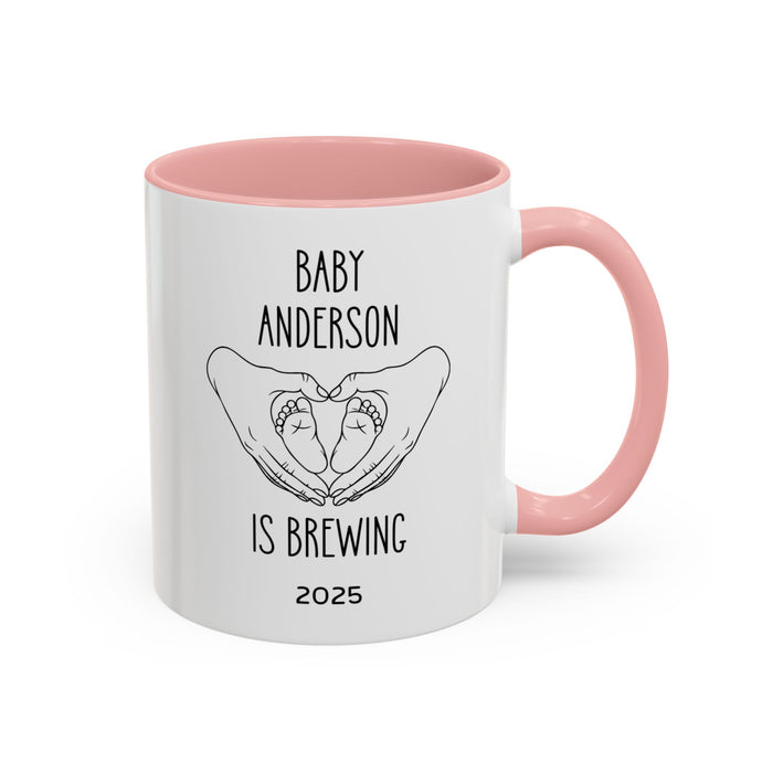 Personalized Baby Is Brewing Mug, Personalized Baby Shower Gift, Baby Reveal Coffee Mug, Custom Pregnancy Announcement Mug, New Mom Gift