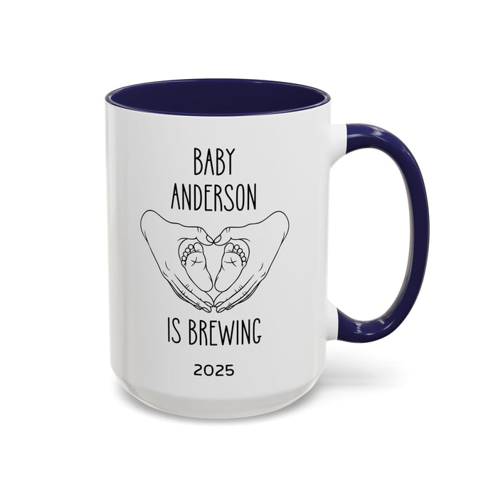 Personalized Baby Is Brewing Mug, Personalized Baby Shower Gift, Baby Reveal Coffee Mug, Custom Pregnancy Announcement Mug, New Mom Gift