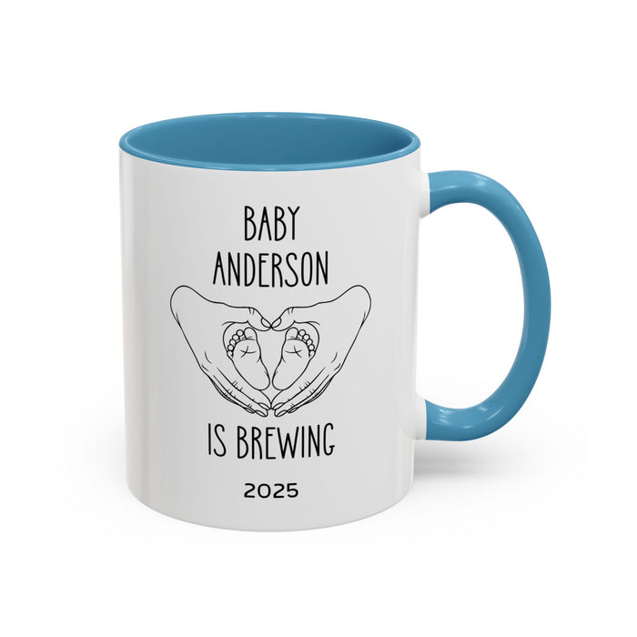 Personalized Baby Is Brewing Mug, Personalized Baby Shower Gift, Baby Reveal Coffee Mug, Custom Pregnancy Announcement Mug, New Mom Gift