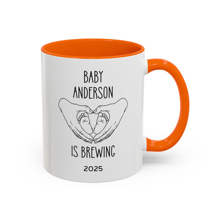 Personalized Baby Is Brewing Mug, Personalized Baby Shower Gift, Baby Reveal Coffee Mug, Custom Pregnancy Announcement Mug, New Mom Gift