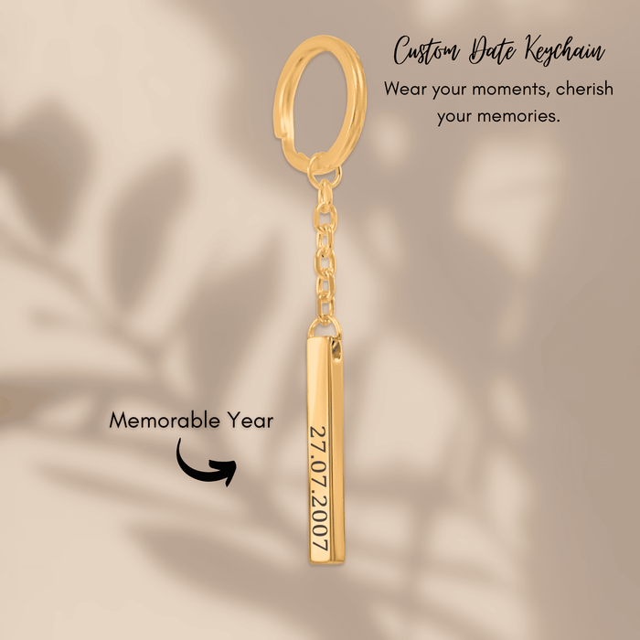 Custom Date Keychain – Personalized Engraved Keychain with Special Dates, Ideal for Anniversaries, Birthdays & Memorable Moments
