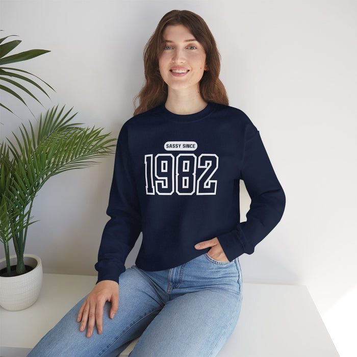 Custom Sassy Since Sweatshirt, Birth Year Sweatshirt, Birthday Sweatshirt, 1982 Birth Year Number, Birthday Gift for Women, Year of Birth