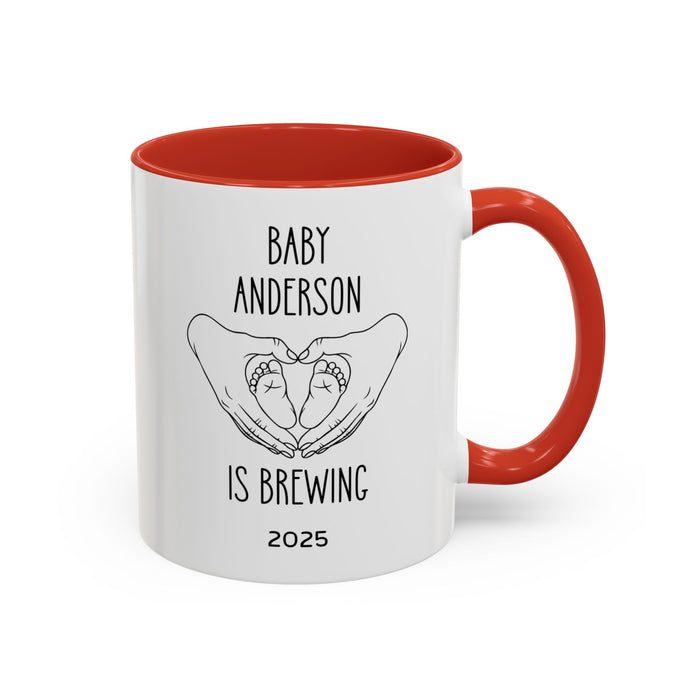 Personalized Baby Is Brewing Mug, Personalized Baby Shower Gift, Baby Reveal Coffee Mug, Custom Pregnancy Announcement Mug, New Mom Gift