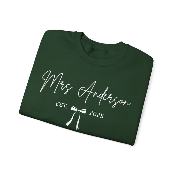 Custom Mrs Sweatshirt, Future Mrs Last Name Sweatshirt, Bride Personalized Gift for New Wife Tee, Custom Coquette Tee, Engagement Gift