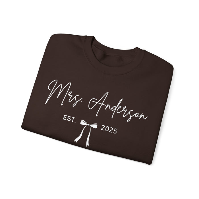 Custom Mrs Sweatshirt, Future Mrs Last Name Sweatshirt, Bride Personalized Gift for New Wife Tee, Custom Coquette Tee, Engagement Gift