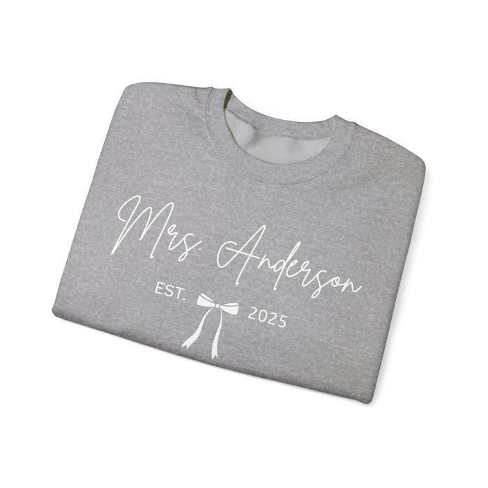 Custom Mrs Sweatshirt, Future Mrs Last Name Sweatshirt, Bride Personalized Gift for New Wife Tee, Custom Coquette Tee, Engagement Gift