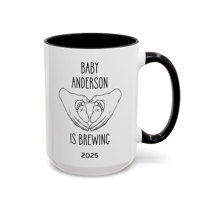 Personalized Baby Is Brewing Mug, Personalized Baby Shower Gift, Baby Reveal Coffee Mug, Custom Pregnancy Announcement Mug, New Mom Gift