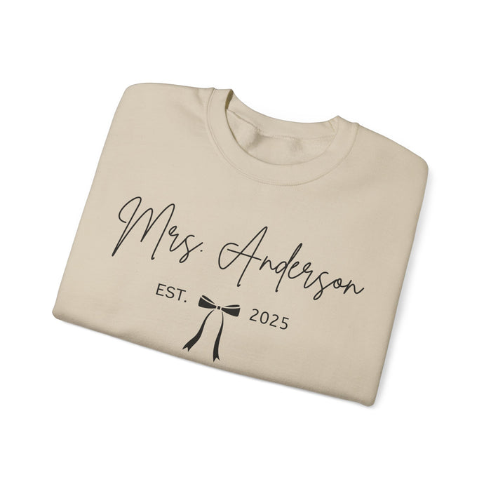 Custom Mrs Sweatshirt, Future Mrs Last Name Sweatshirt, Bride Personalized Gift for New Wife Tee, Custom Coquette Tee, Engagement Gift