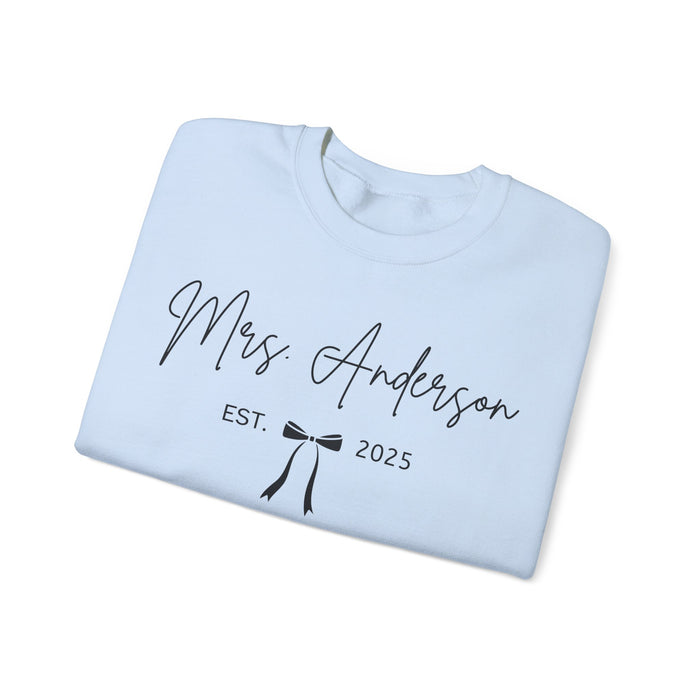Custom Mrs Sweatshirt, Future Mrs Last Name Sweatshirt, Bride Personalized Gift for New Wife Tee, Custom Coquette Tee, Engagement Gift