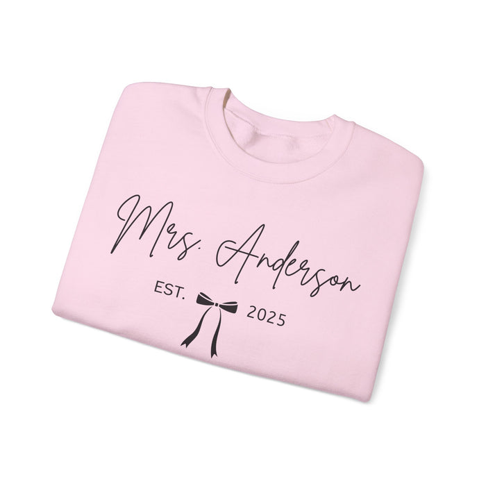 Custom Mrs Sweatshirt, Future Mrs Last Name Sweatshirt, Bride Personalized Gift for New Wife Tee, Custom Coquette Tee, Engagement Gift