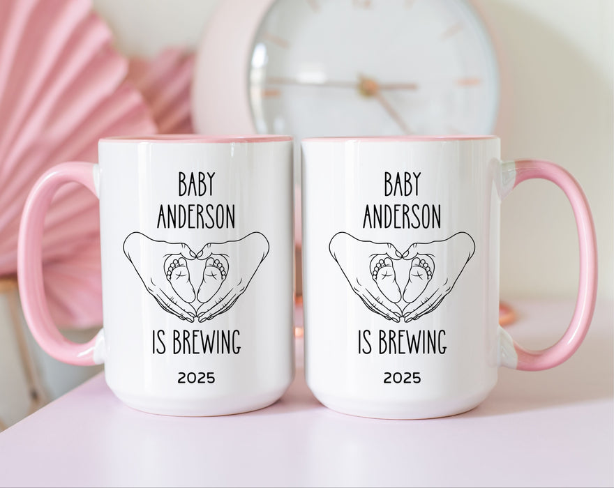 Image of Personalized Baby Is Brewing Mug 15oz Pink