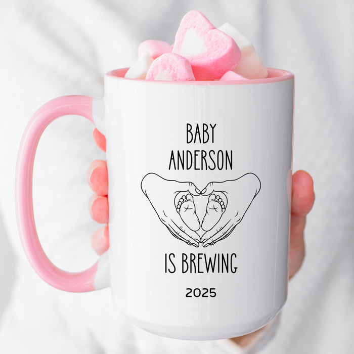 Image of Personalized Baby Is Brewing Mug 15oz Pink