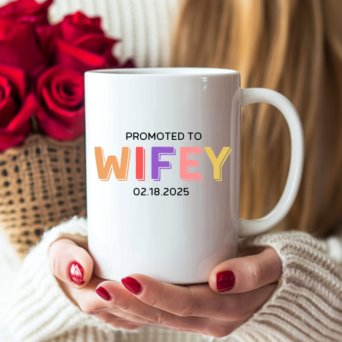 Personalized Mr & Mrs Mug, Husband and Wife Mug, Promoted to Wifey Hubby, Custom Mr. Mrs Mug, New Bride and Groom Gift, Valentines Gift