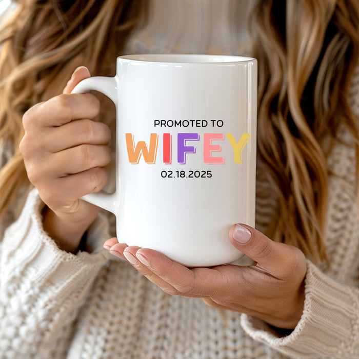 Personalized Mr & Mrs Mug, Husband and Wife Mug, Promoted to Wifey Hubby, Custom Mr. Mrs Mug, New Bride and Groom Gift, Valentines Gift