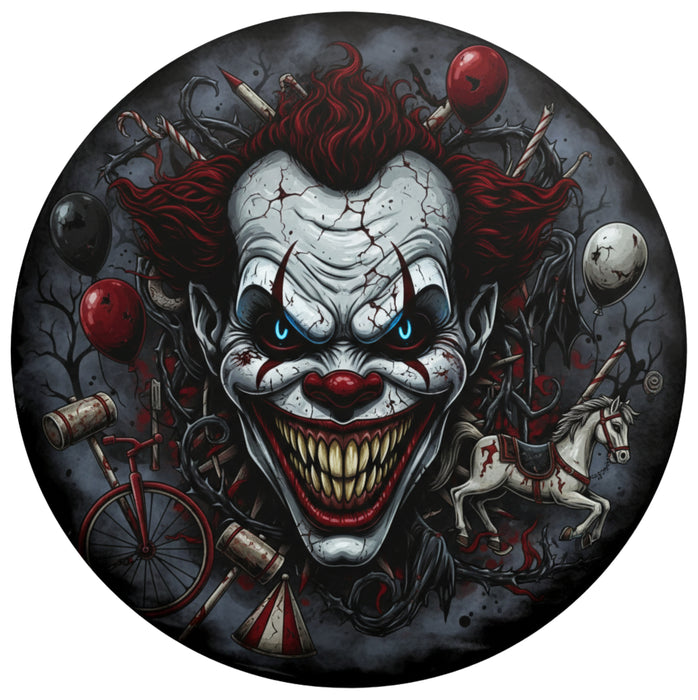Scary Clown Spare Tire Cover Halloween Horror Camper RV Jeep Van Creepy Circus Monster Spooky Car Accessory Outdoor Adventure