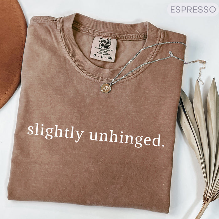 Comfort Colors Slightly Unhinged Shirt Funny Sarcastic Tee Adult Humor Shirt Funny Statement Shirt Sarcasm Shirt for Women Gift Idea