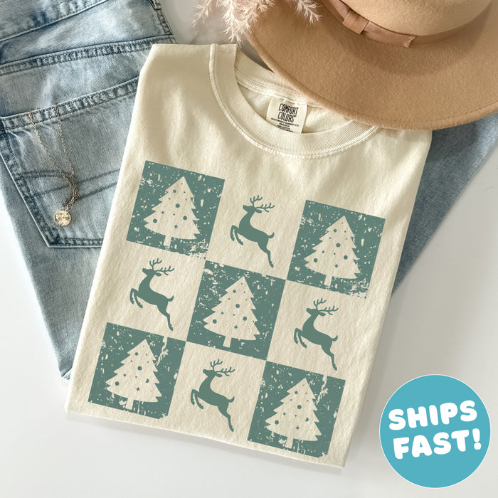 Retro Christmas Tree Comfort Colors Shirt