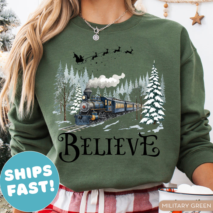 Believe North Pole Train Christmas Sweatshirt