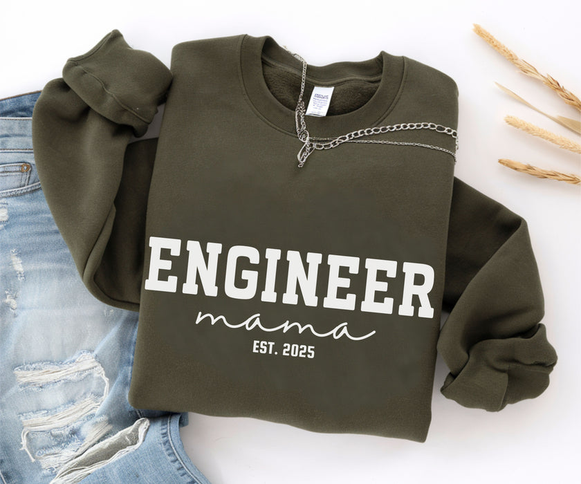 Image of Personalized Engineer Mama sweatshirt Forest Green