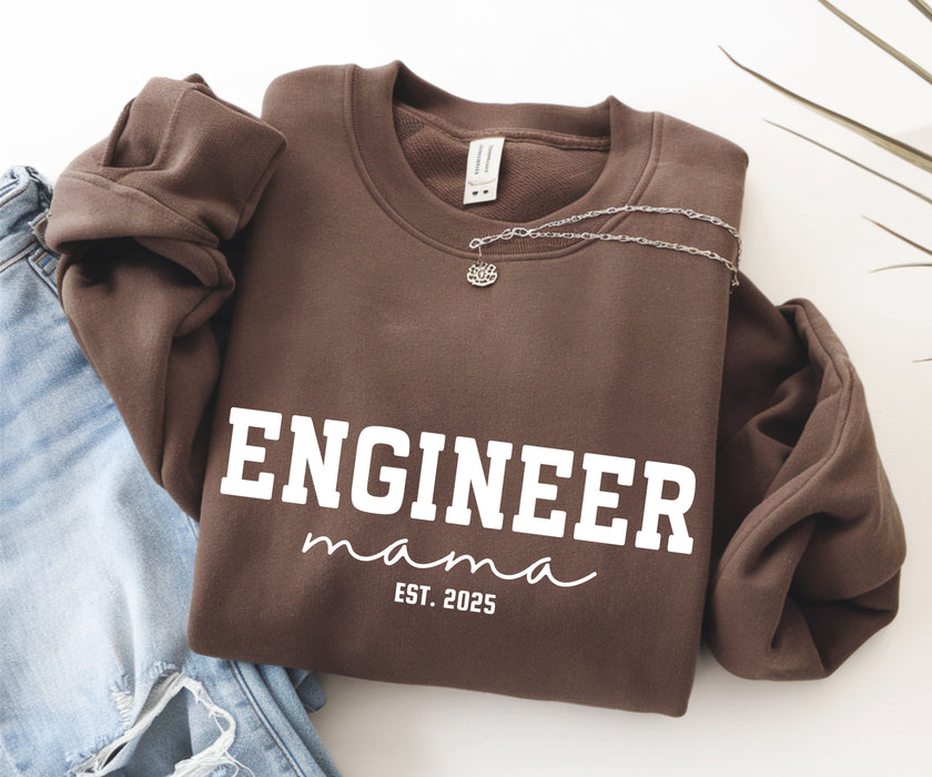 Image of Personalized Engineer Mama sweatshirt Dark Chocolate