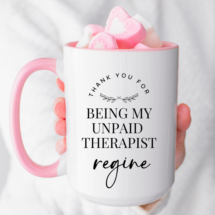 Personalized Best friend Name Mug, Custom Besties Mug, Thank you Mug, Unpaid Therapist Mug, Partner in Crime Mug, Best friend Appreciation Mug