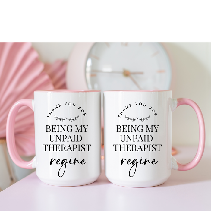 Personalized Best friend Name Mug, Custom Besties Mug, Thank you Mug, Unpaid Therapist Mug, Partner in Crime Mug, Best friend Appreciation Mug