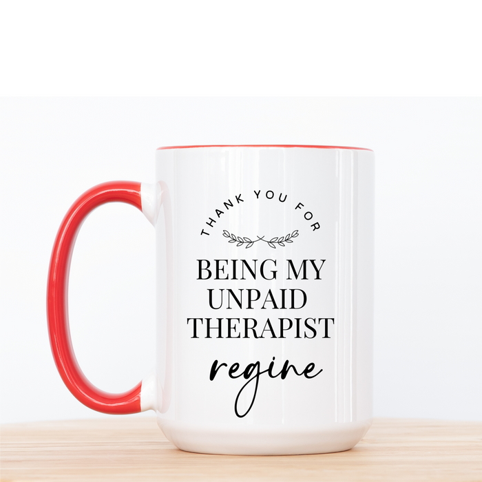 Personalized Best friend Name Mug, Custom Besties Mug, Thank you Mug, Unpaid Therapist Mug, Partner in Crime Mug, Best friend Appreciation Mug