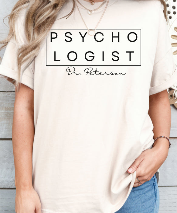 Personalized Name Psychologist Shirt, Custom Doctor Shirt, Gift for Psychologists, Minimalist Psychology Shirt, Mental Health Shirt