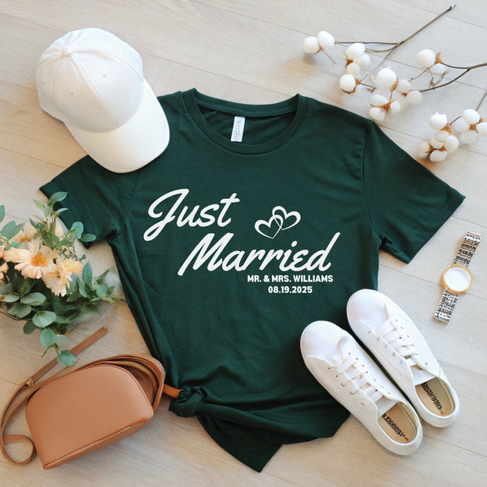 Personalized Just Married Shirt, Custom Wedding Shirt, Mr. and Mrs. Shirt, Newly Wed Shirt, Husband and Wife Shirt, Couple Matching Tee