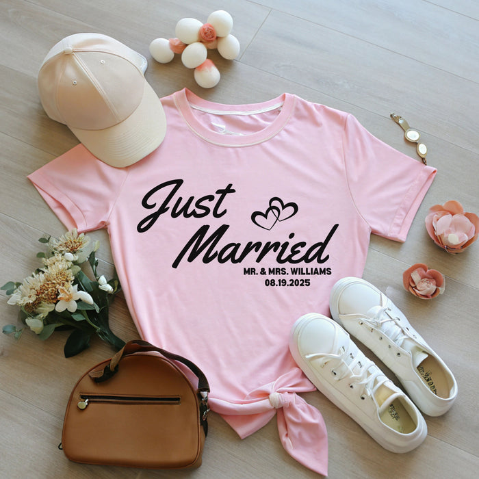 Personalized Just Married Shirt, Custom Wedding Shirt, Mr. and Mrs. Shirt, Newly Wed Shirt, Husband and Wife Shirt, Couple Matching Tee