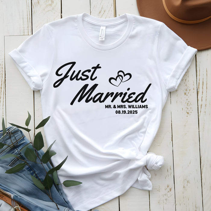 Personalized Just Married Shirt, Custom Wedding Shirt, Mr. and Mrs. Shirt, Newly Wed Shirt, Husband and Wife Shirt, Couple Matching Tee